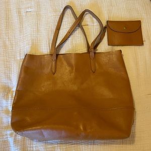 Jcrew large leather tote purse.